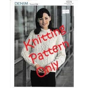 New Sirdar 5221 Denim Tweed Pullover Mock Turtleneck Sweater Knitting Pattern